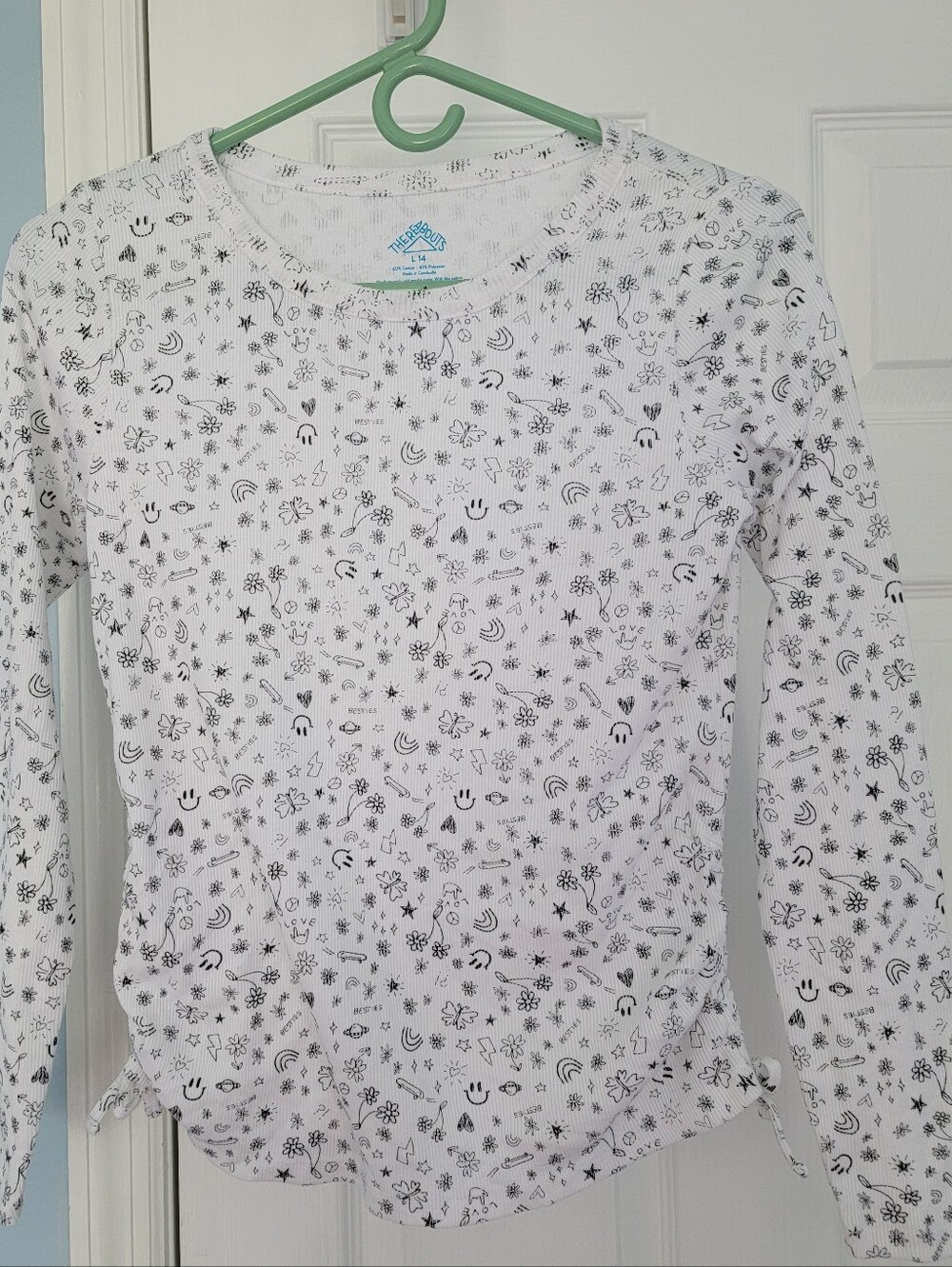 Thereabouts Ribbed Doodle Print Long Sleeve Top Girls 14
